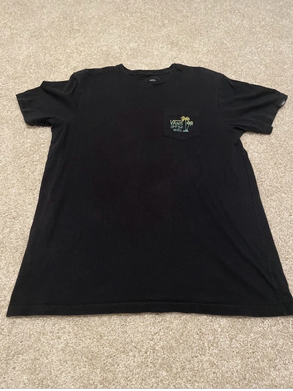 Vans Black Short Sleeve Tee with Palm Pocket Graphic